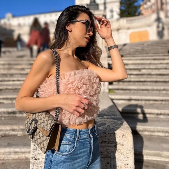 BLOGGER'S FAVE! Zara Knit Strapless Tulle Top Pink NWT - Picture 11 of 17